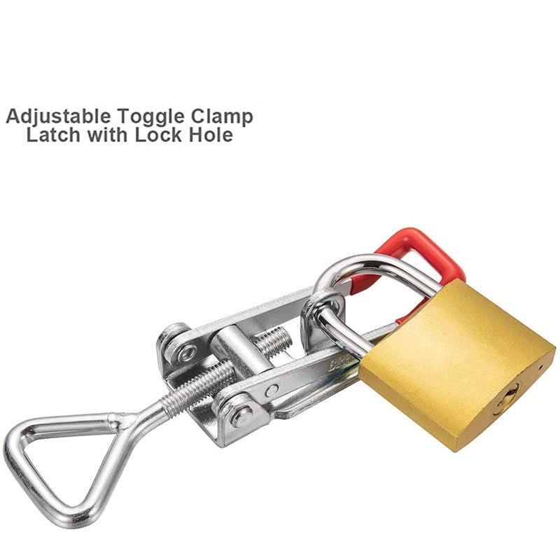 Accessbuy Heavy Duty Adjustable Toggle Latch Clamp With Lock Hole 300Kg 660Lbs Holding Capacity (7.5inch(2pak)) Silver - Image 5